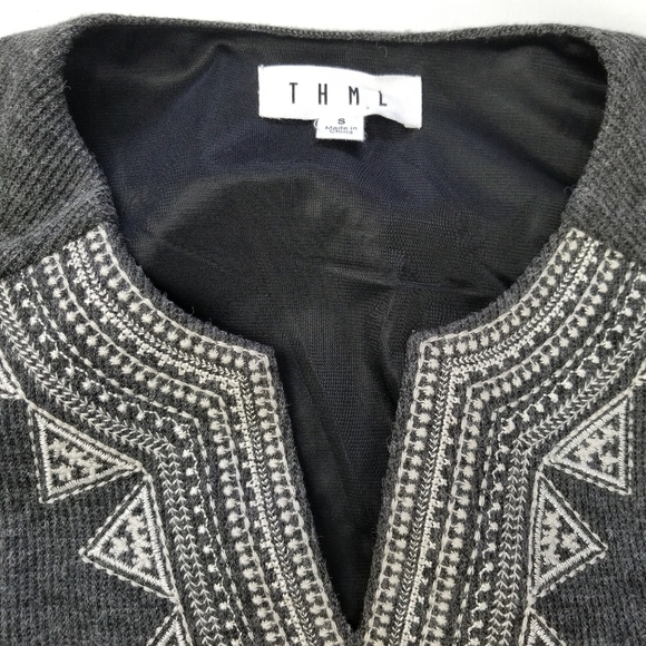 THML Anthropologie Gray Aztec Sweater Shift Dress Small - Picture 7 of 8